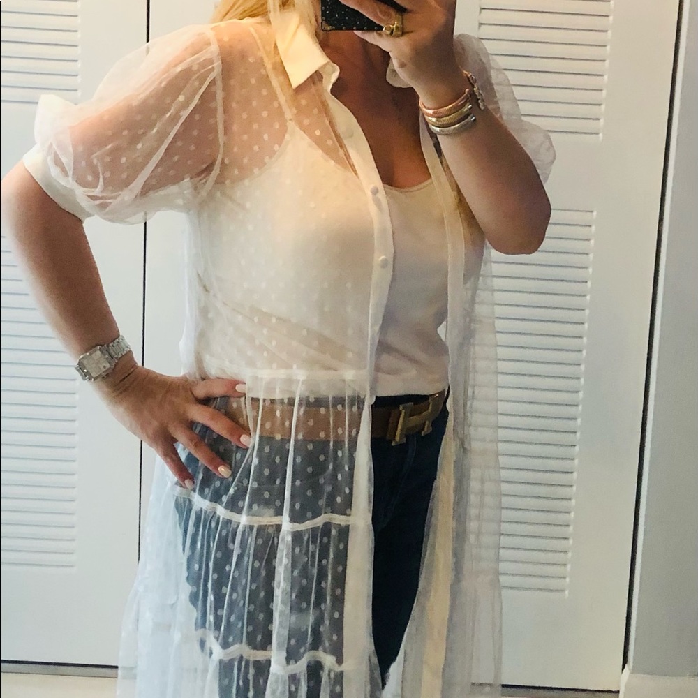 White tule cover up/ dress